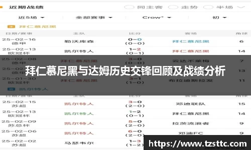 拜仁慕尼黑与达姆历史交锋回顾及战绩分析